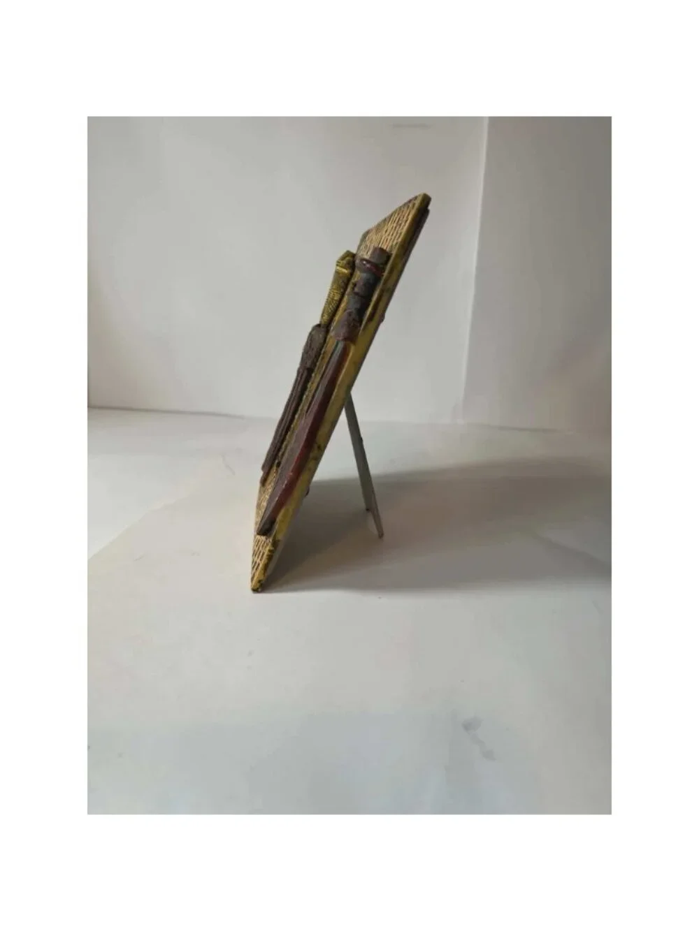 African Tribal Dagger‎ Picture Frame 4x6 Hand Painted Resin 3D Relief Decor